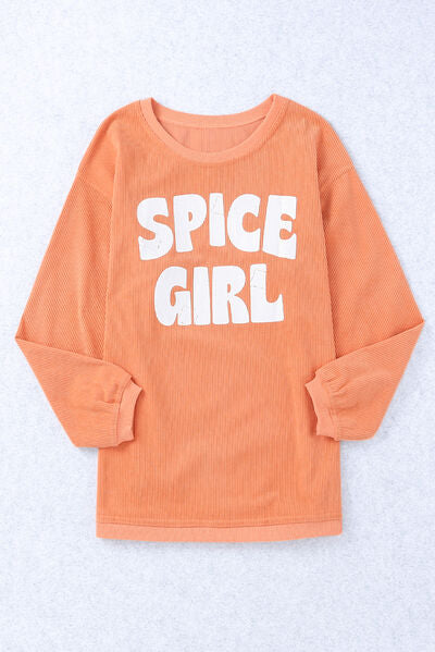 swvws SPICE GIRL Round Neck Dropped Shoulder Sweatshirt