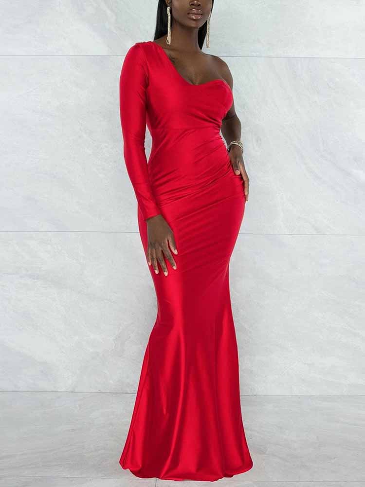 Sixsr One Shoulder Mermaid Maxi Dresses