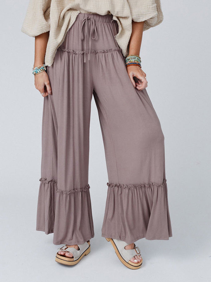 swvws Wide Leg Ruffle Trim Pants