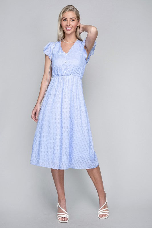 swvws V neck embroidered eyelet dress