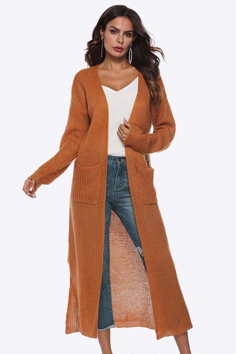 swvws Long Sleeve Open Front Buttoned Cardigan