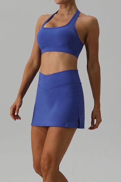 swvws Halter Neck Tank and Slit Skirt Active Set