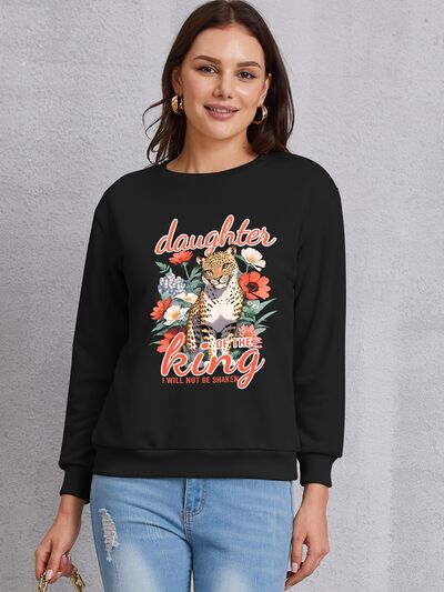 swvws Leopard Graphic Round Neck Sweatshirt