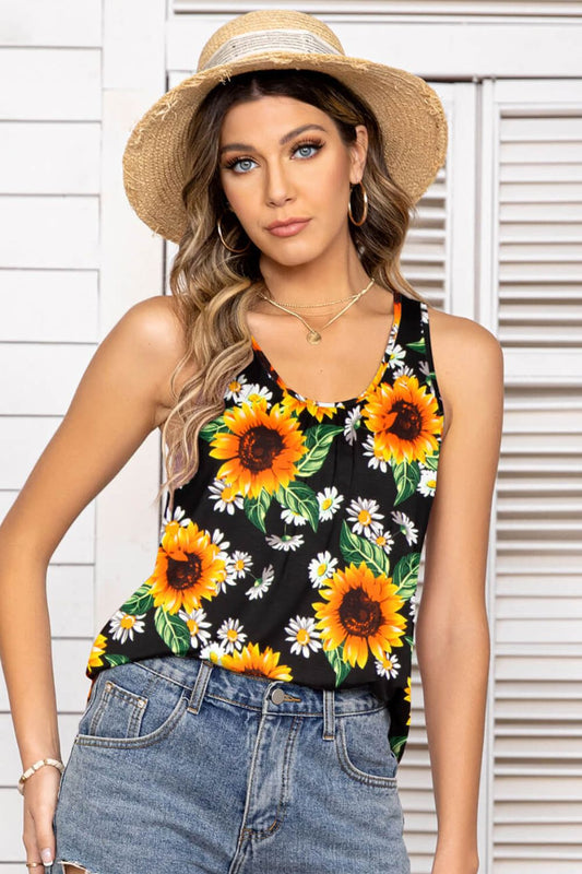 swvws Floral Scoop Neck Tank Top