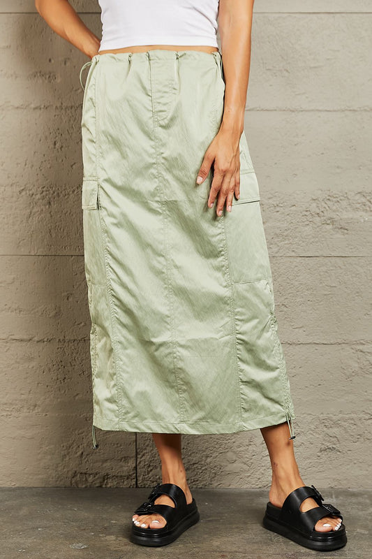 themeisles HYFVE Just In Time High Waisted Cargo Midi Skirt