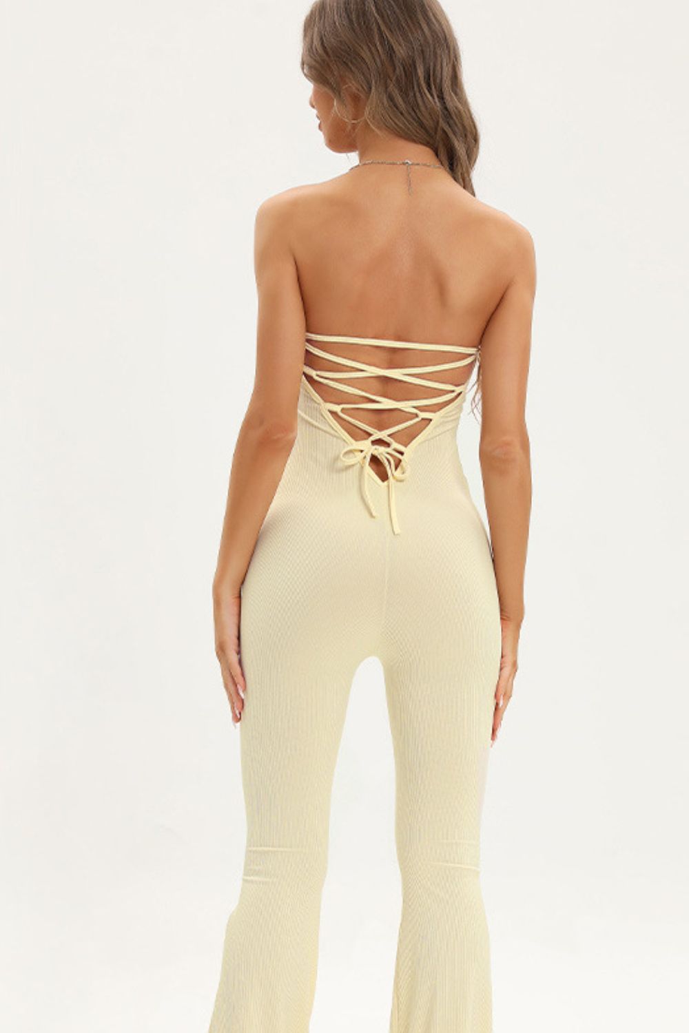 swvws Lace-Up Strapless Jumpsuit