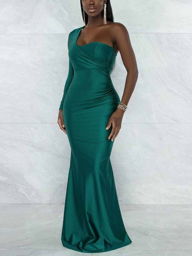 Sixsr One Shoulder Mermaid Maxi Dresses