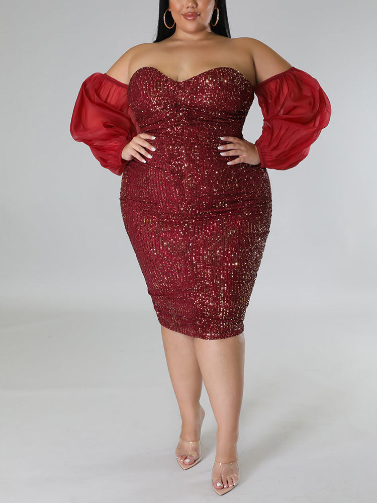 Sixsr Sequin Tube Midi Holiday Dress