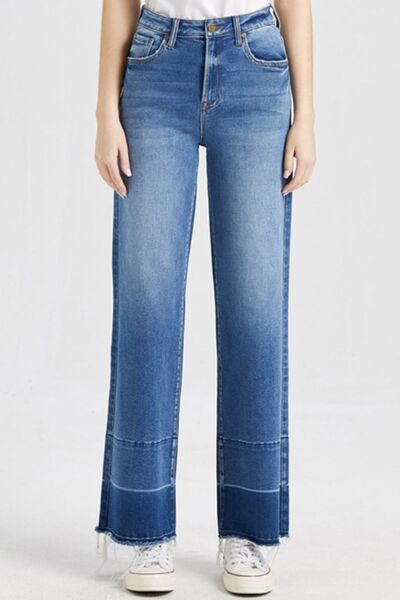 swvws BAYEAS Full Size High Waist Cat's Whisker Wide Leg Jeans