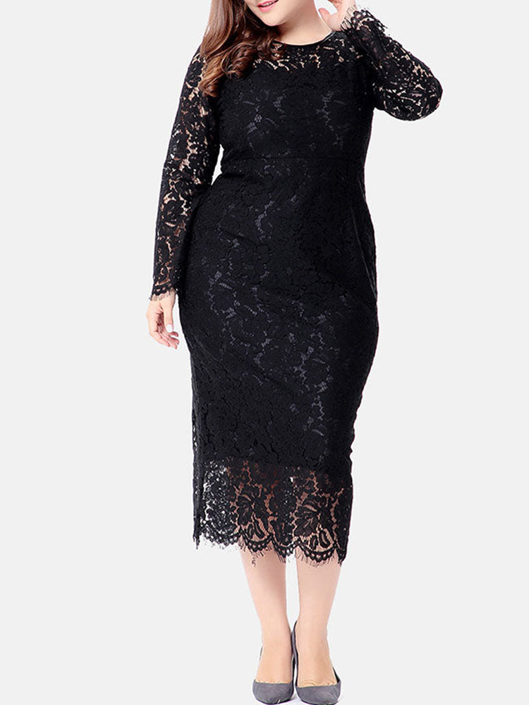 Sixsr Long Sleeve Lace Maxi Dress