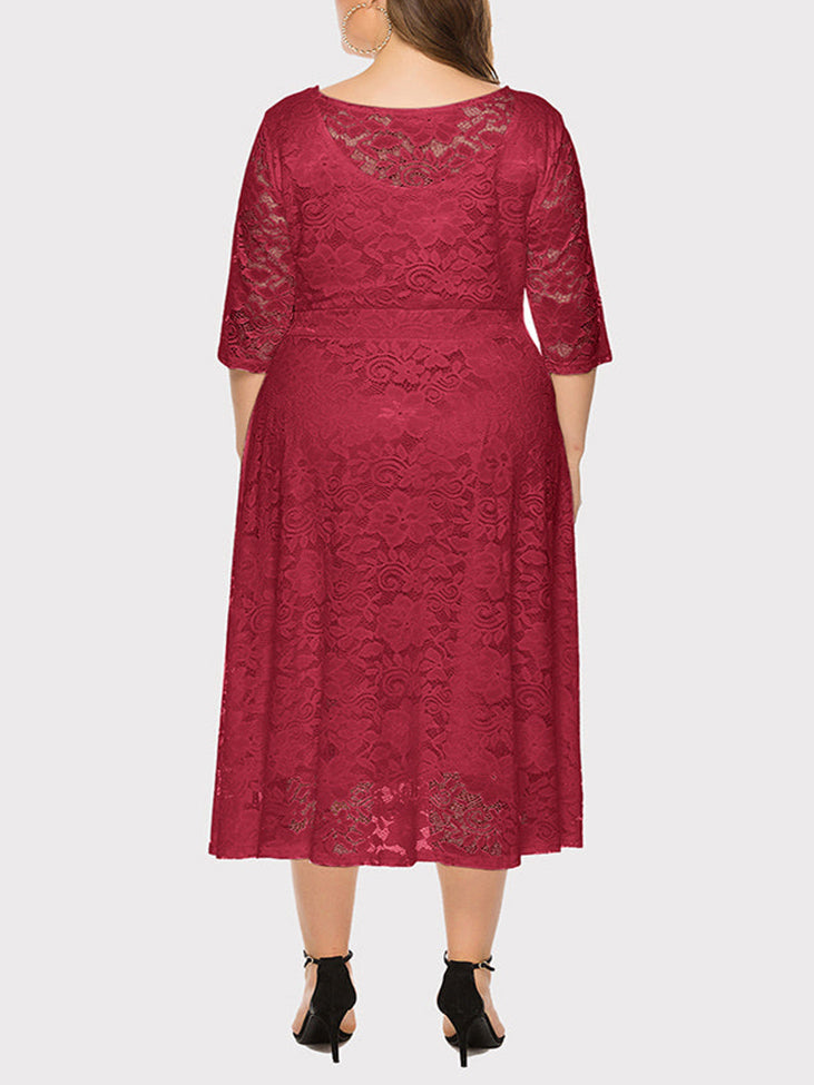 Sixsr Lace Evening A-Line Dress