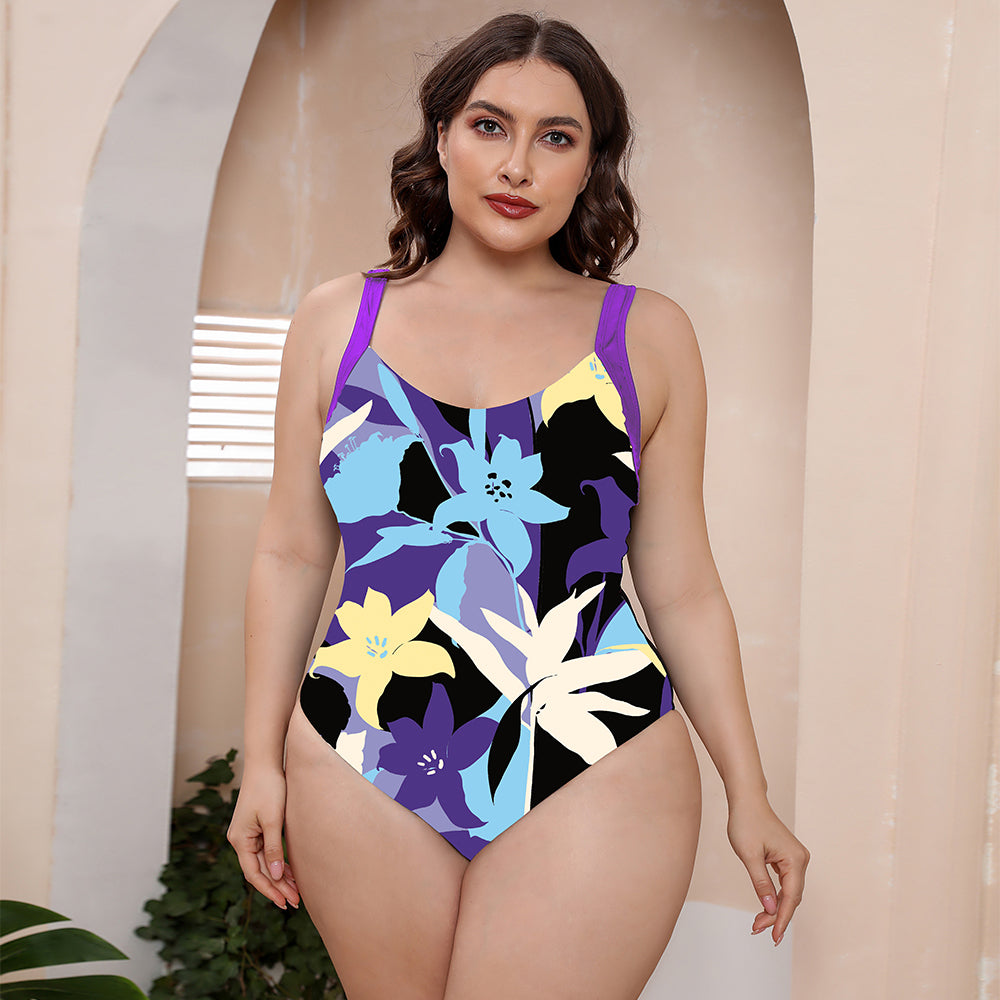 swvws Full Size Printed Scoop Neck Sleeveless One-Piece Swimsuit