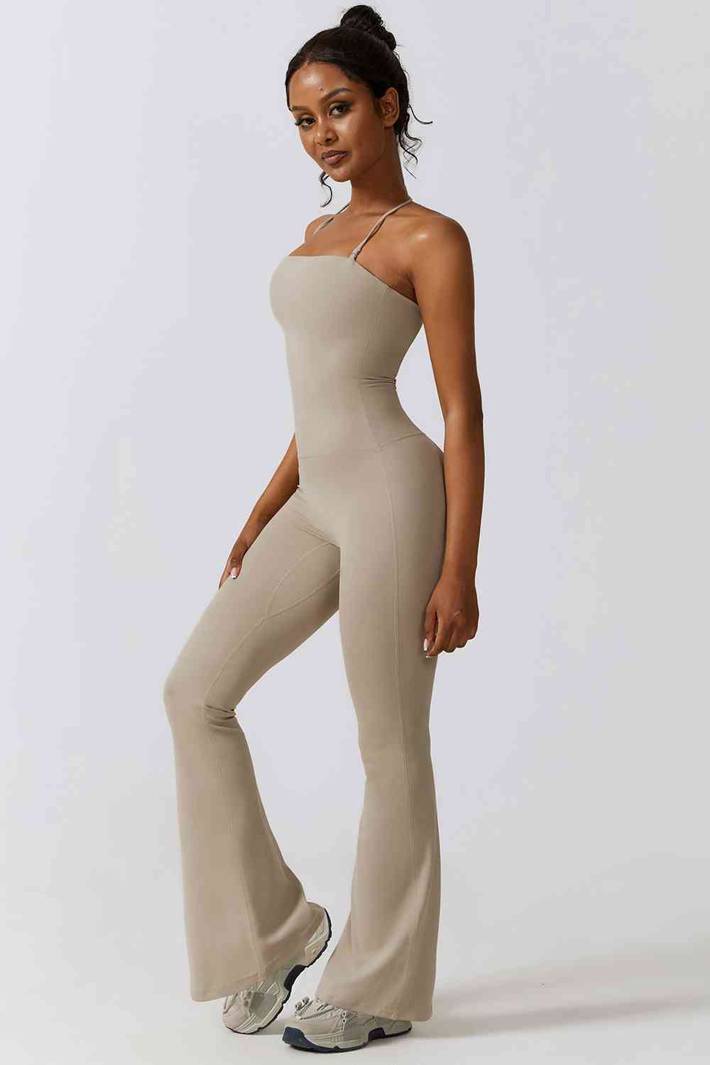 swvws Halter Neck Flare Sport Jumpsuit