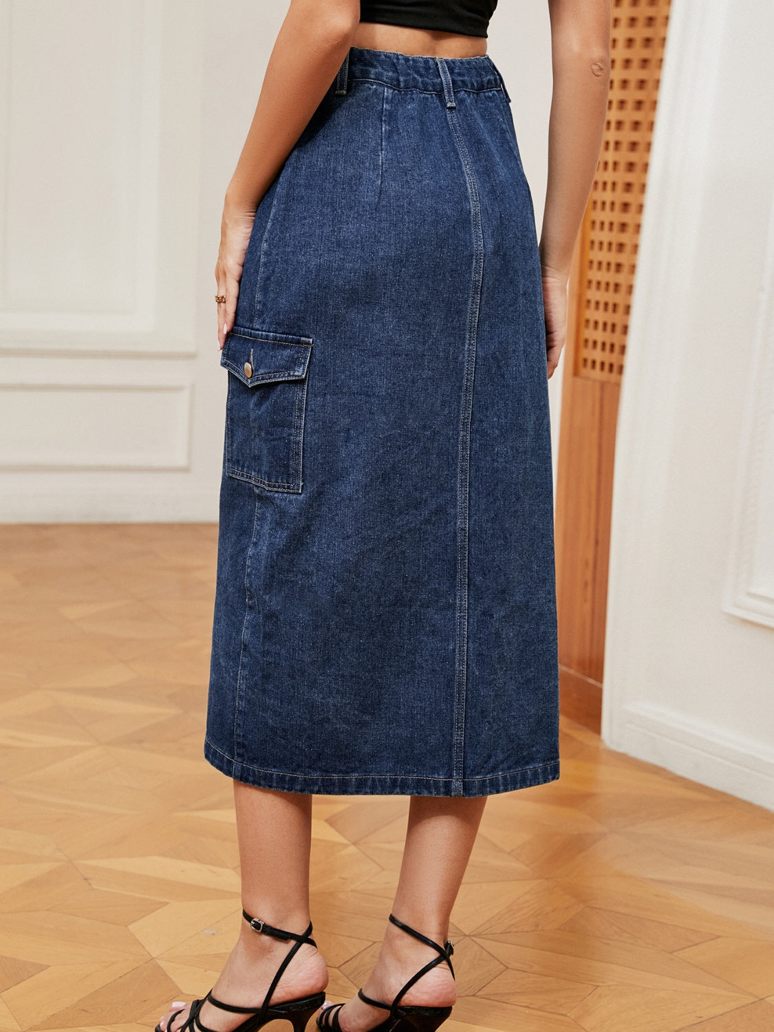 themeisles Button Down Denim Skirt