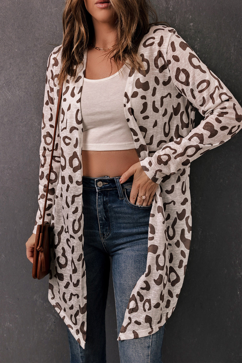 swvws Leopard Long-Sleeve Open Front Cardigan