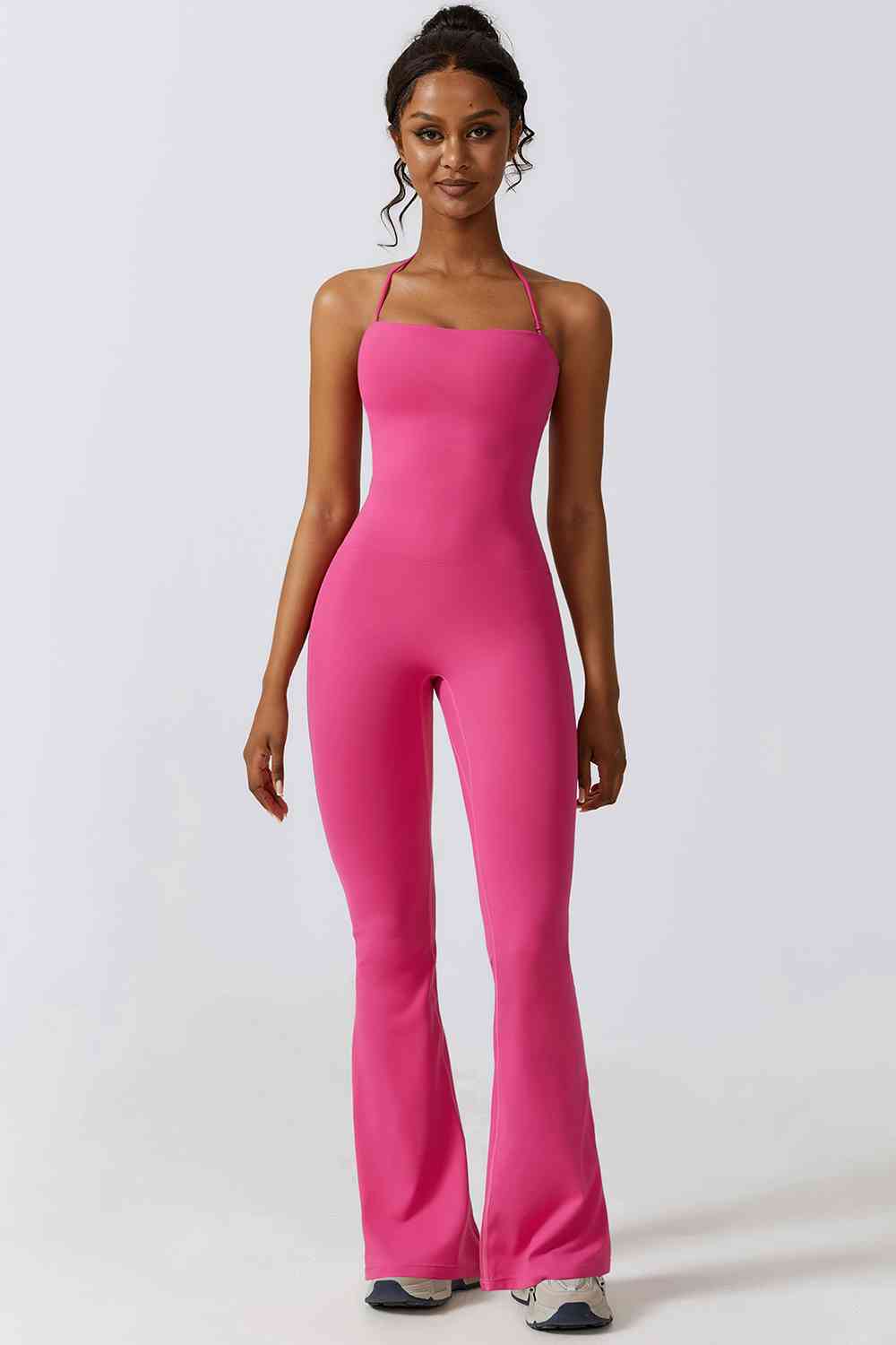 swvws Halter Neck Flare Sport Jumpsuit