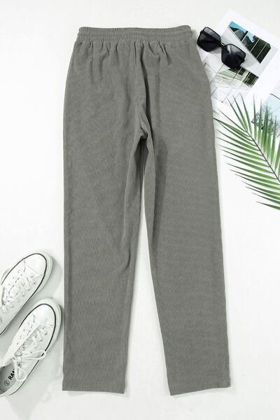 swvws Drawstring Straight Pants with Pockets