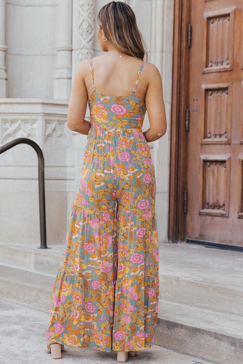 swvws Floral Spaghetti Strap Wide Leg Jumpsuit