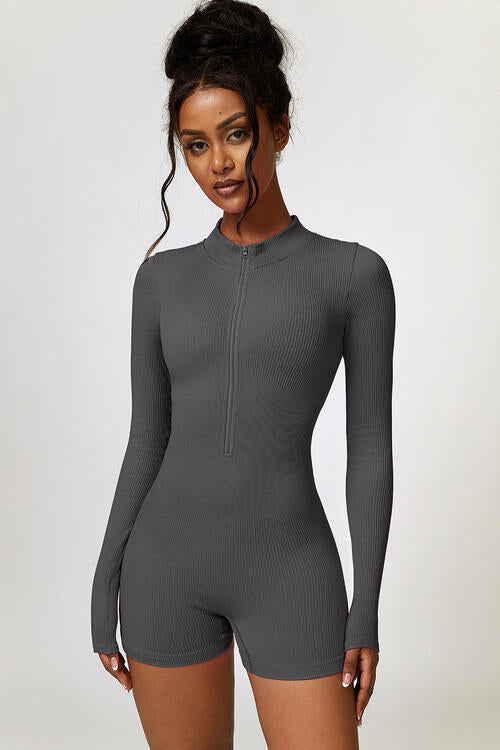 swvws Half Zip Long Sleeve Active Romper