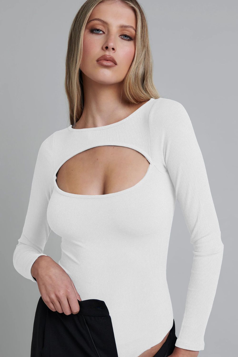 swvws Cutout Ribbed Long Sleeve Bodysuit