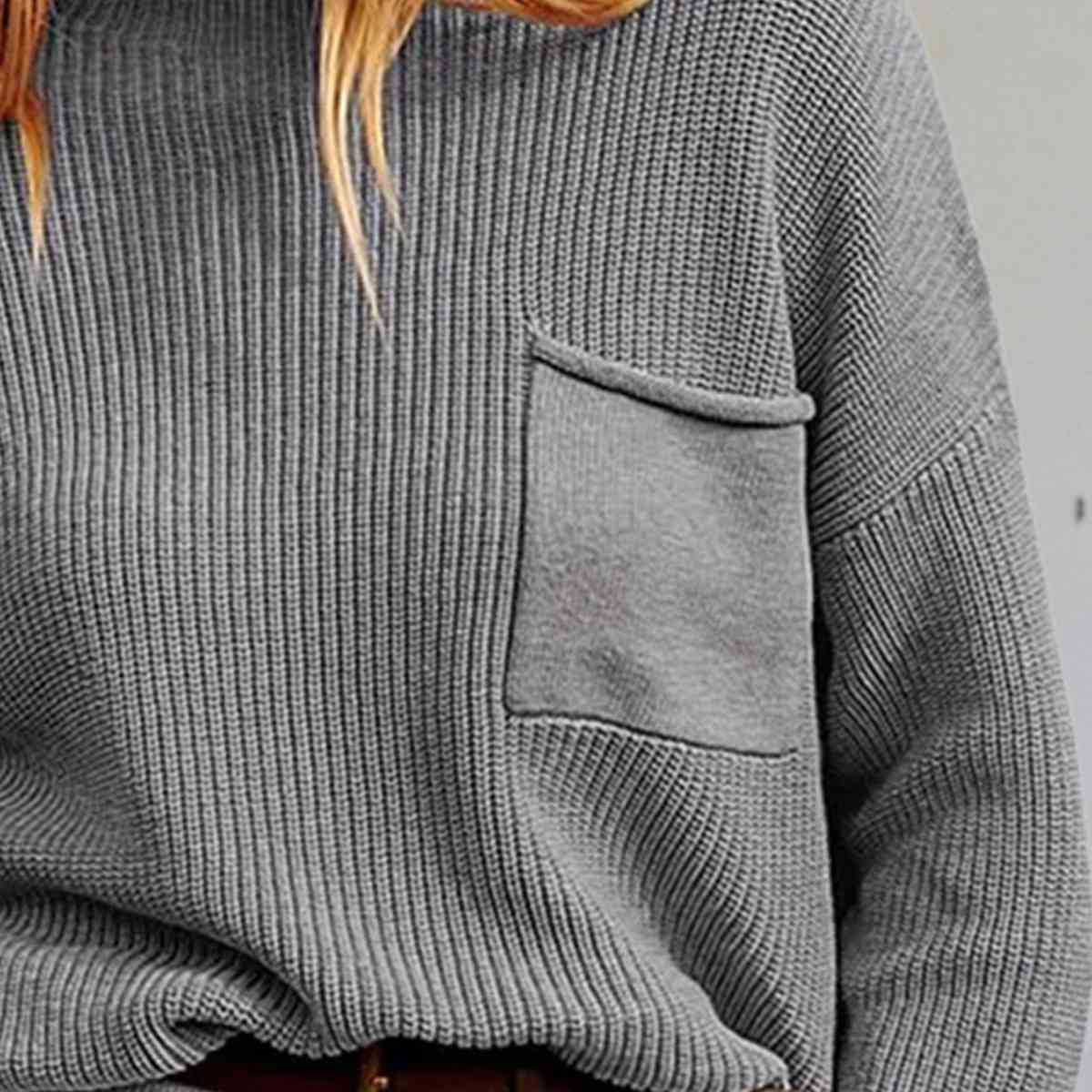 swvws Rib-Knit Dropped Shoulder Sweater