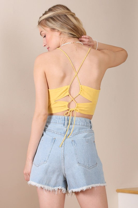 swvws SL yellow crop tank top