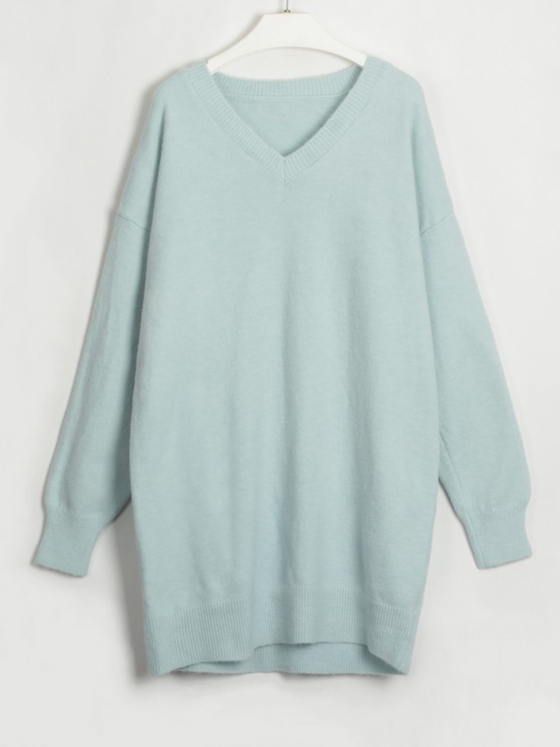 swvws V-Neck Dropped Shoulder Sweater Dress