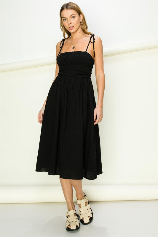 swvws Get A Clue Tie-strap Midi Dress