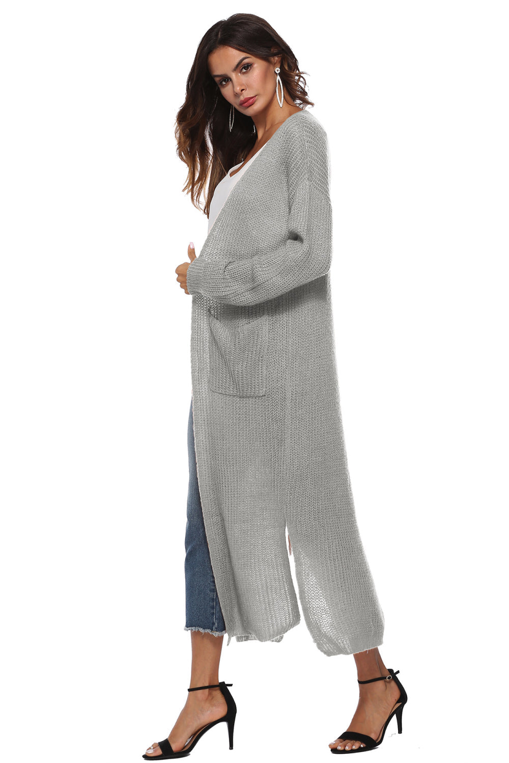 swvws Long Sleeve Open Front Buttoned Cardigan