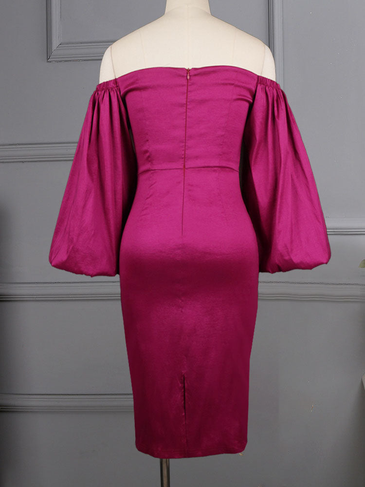 Sixsr Lantern Sleeve Evening Dress