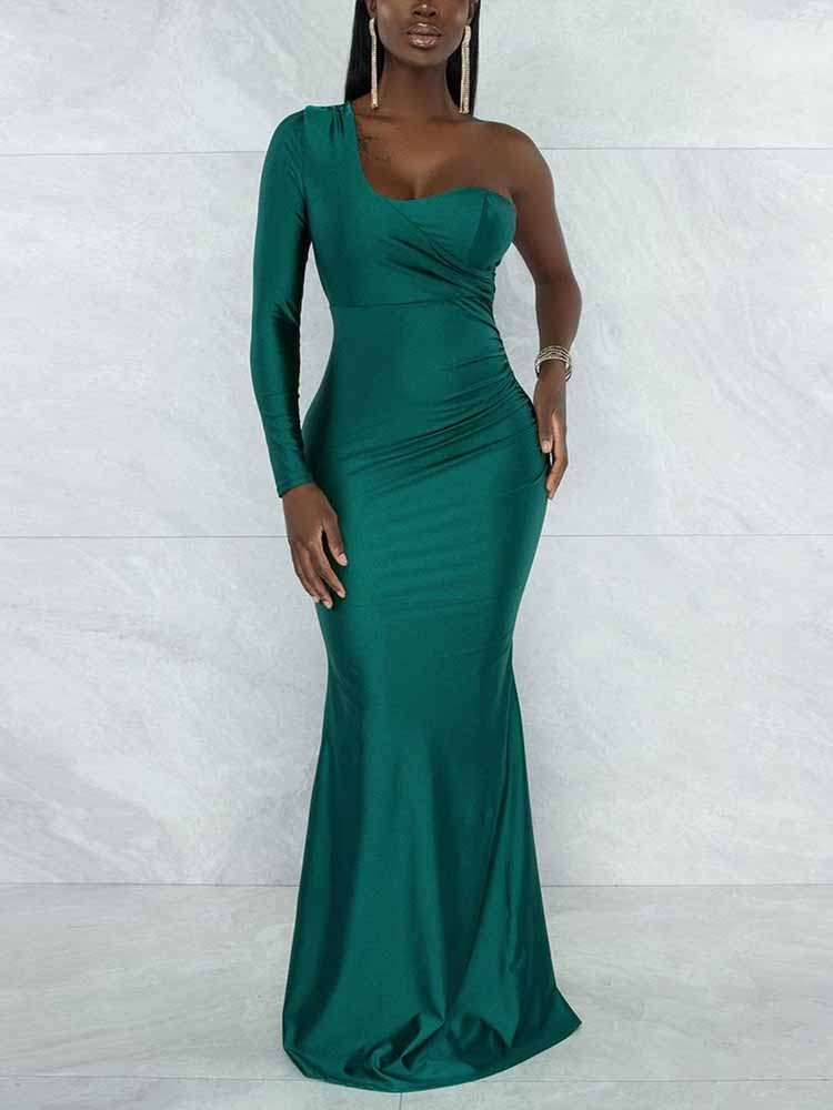 Sixsr One Shoulder Mermaid Maxi Dresses