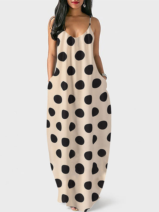 Sixsr Polka Dot Print Spaghetti Strap Dress