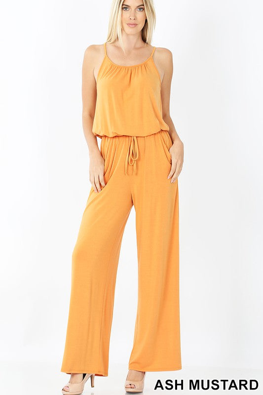 swvws Spaghetti Strap Jumpsuit With Pocket