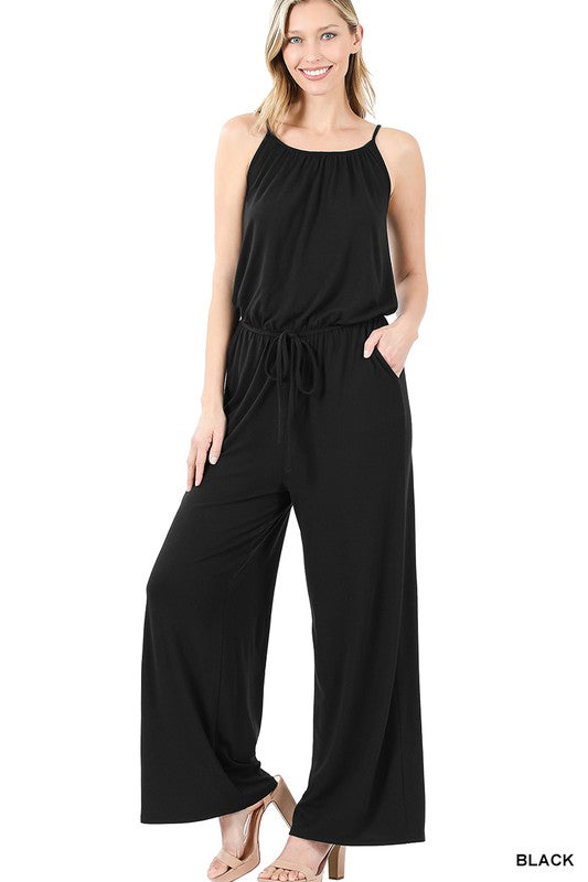 swvws Spaghetti Strap Jumpsuit With Pocket