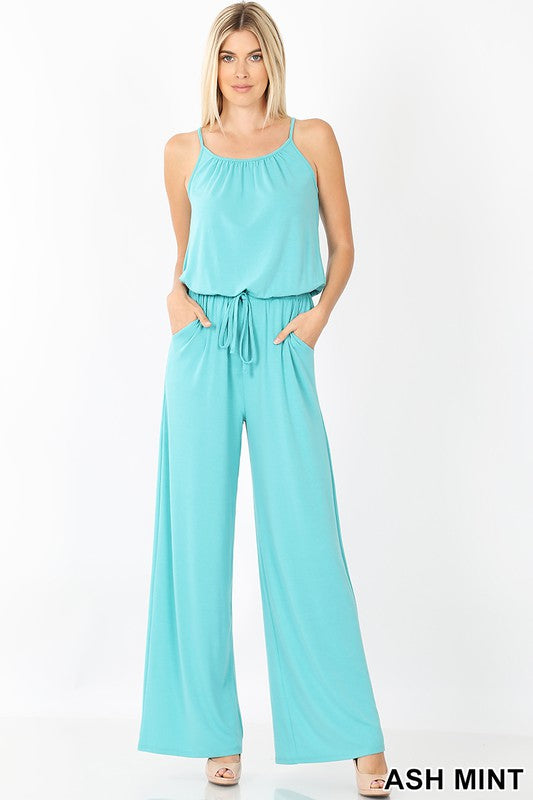 swvws Spaghetti Strap Jumpsuit With Pocket