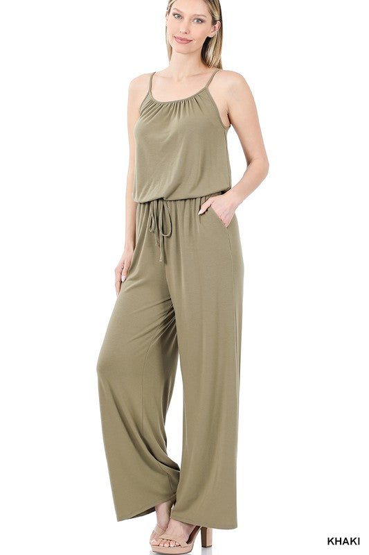 swvws Spaghetti Strap Jumpsuit With Pocket