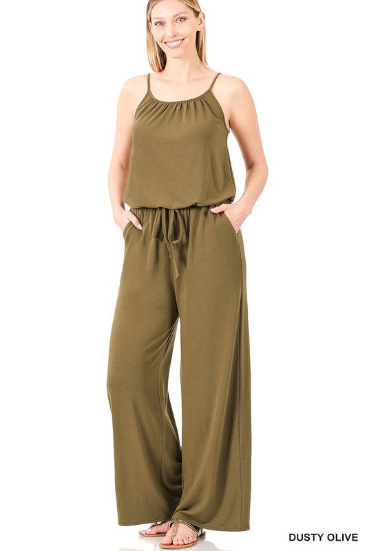 swvws Spaghetti Strap Jumpsuit With Pocket