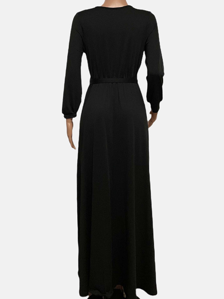 Sixsr V Neck Belted Maxi Dress