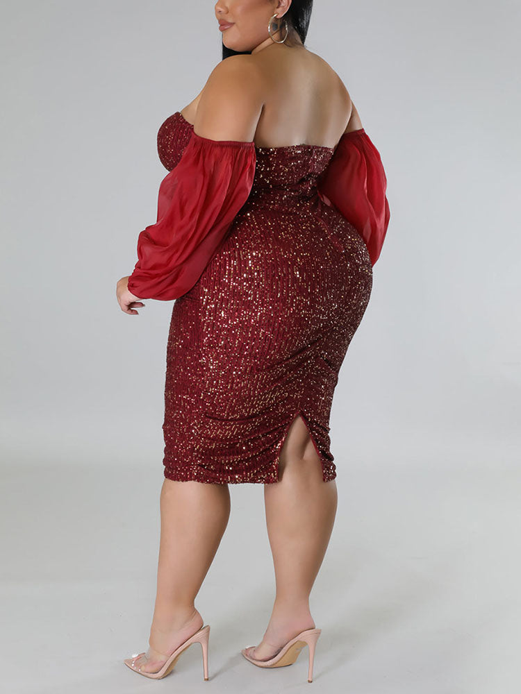 Sixsr Sequin Tube Midi Holiday Dress