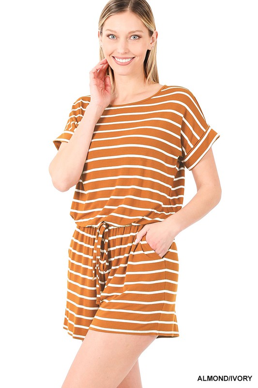 swvws Stripe Romper With Pockets