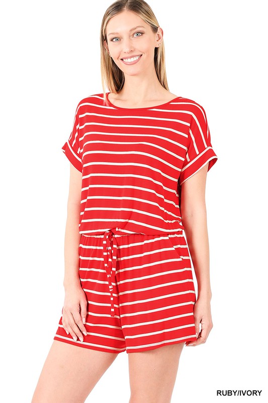 swvws Stripe Romper With Pockets