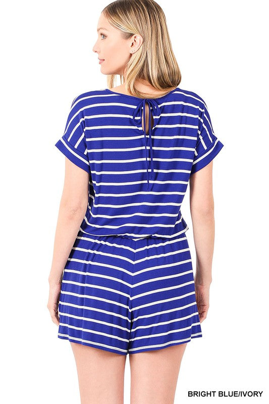 swvws Stripe Romper With Pockets