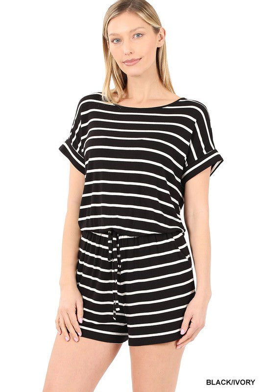 swvws Stripe Romper With Pockets