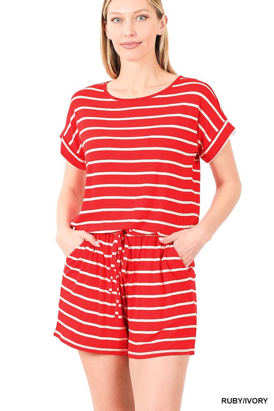 swvws Stripe Romper With Pockets