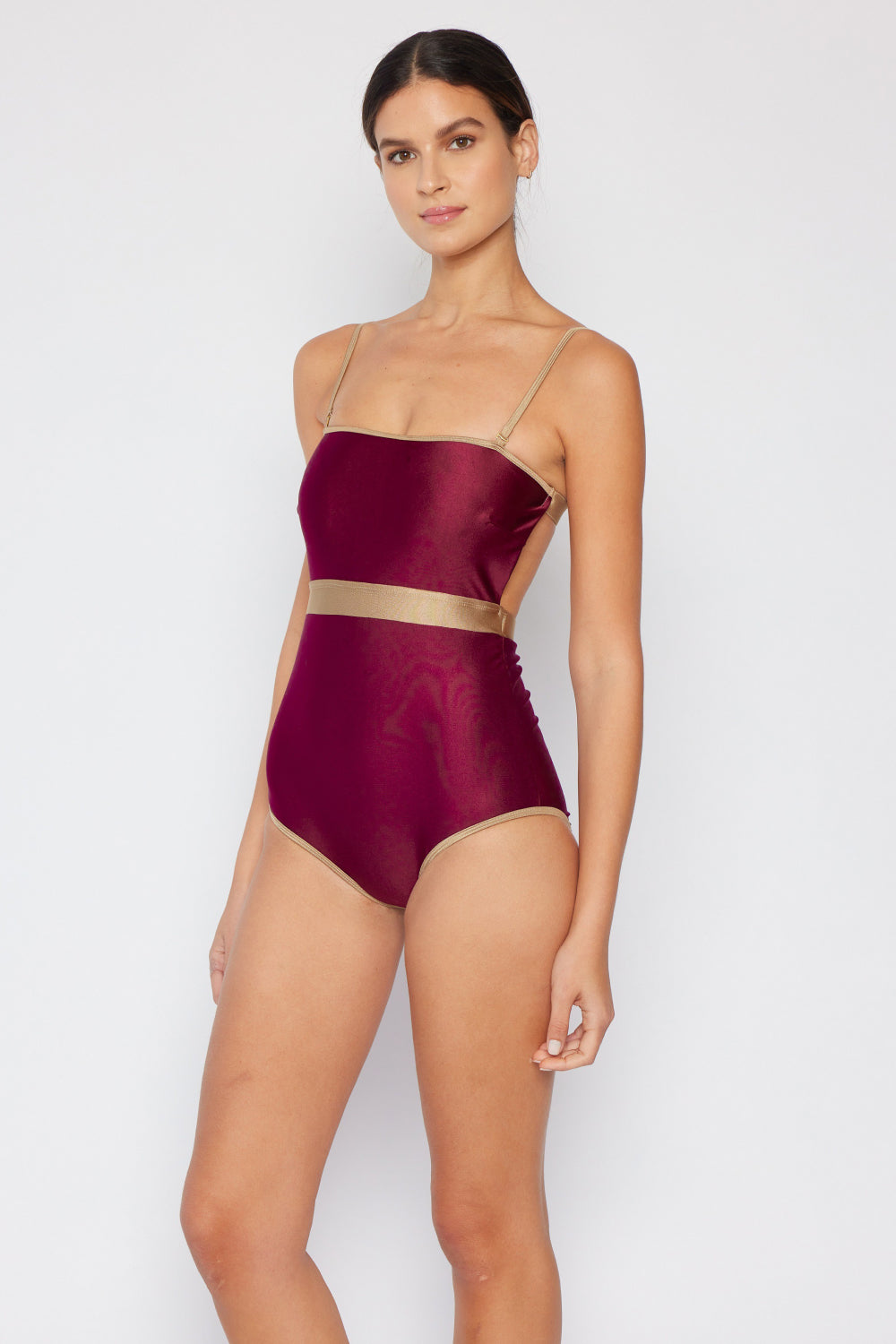 swvws Marina West Swim Wave Break Contrast Trim One-Piece in Wine