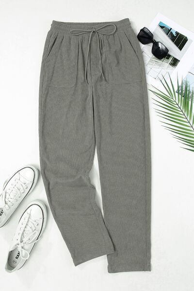 swvws Drawstring Straight Pants with Pockets