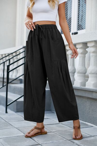 swvws Drawstring Pocketed Wide Leg Pant