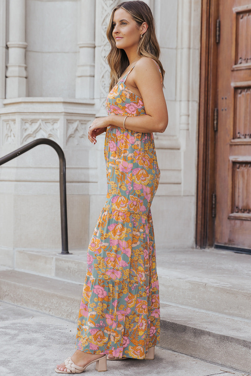 swvws Floral Spaghetti Strap Wide Leg Jumpsuit