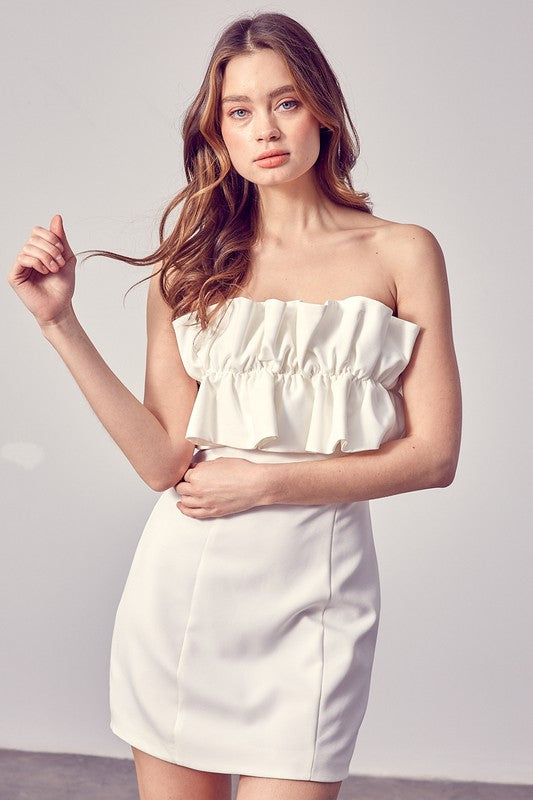 swvws Open Shoulder Ruffle Detail Dress