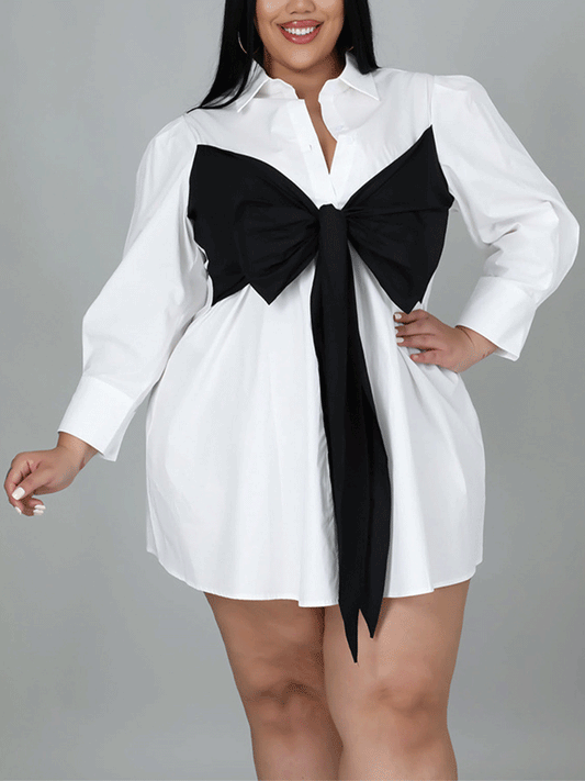 Sixsr Bow Knot Sweet Shirt Dress